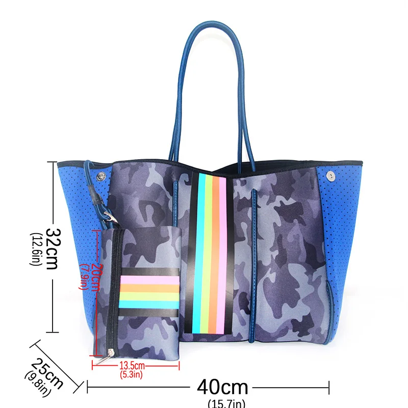 Clearance Sale Fashion Multipurpose Perforated Large Neoprene Tote Bag For Women,Summer Handbag Neoprene Tote Beach Bag