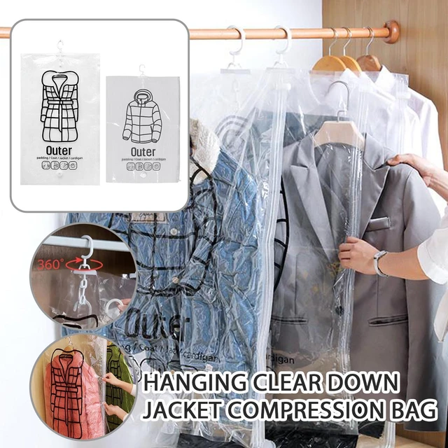 Vacuum Clothing Hanging Storage Bags Foldable Space Saver Clothes  Compression Organizer Vacuum Seal Storage Sacks with Hanger - AliExpress