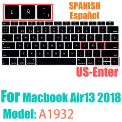 Spanish Layout Black Keyboard Cover for MacBook Air and MacBook Pro (US A1932 2018Air13)