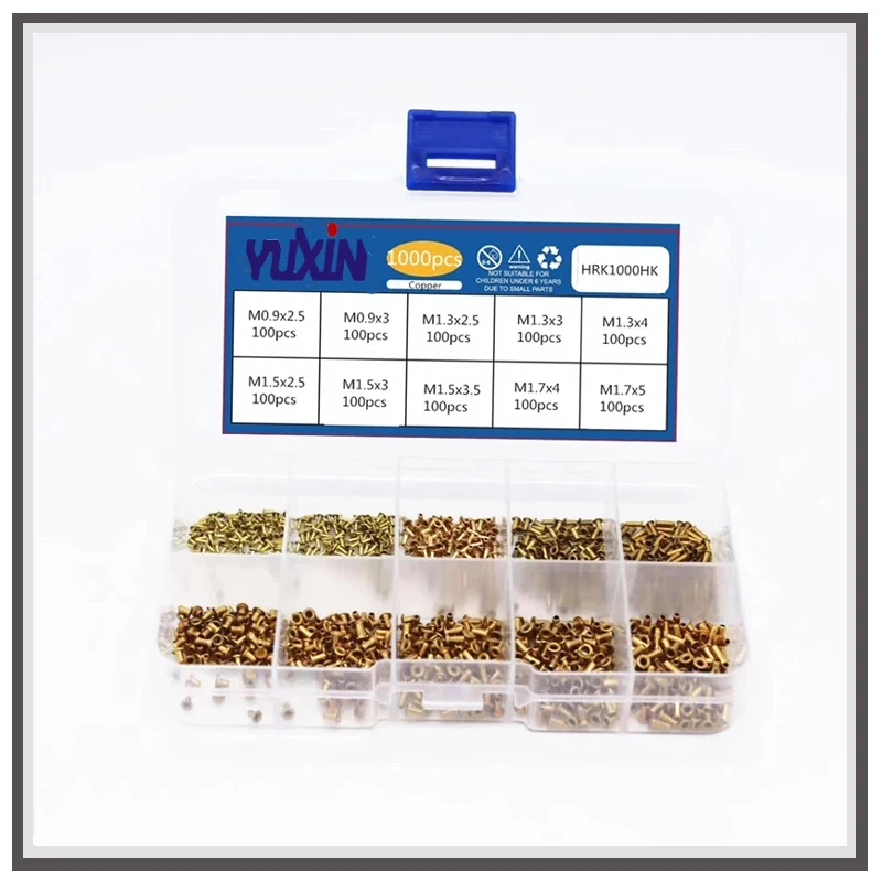 GB876 Mix Set Tubular Rivets Double-sided Circuit Board PCB Nails Copper Hollow Rivet Nuts Kit 1000Pcs rivet nut rivet lock nuts