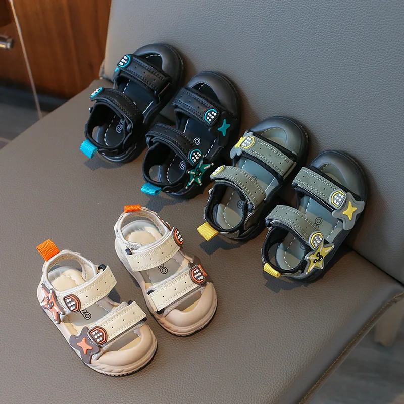 Kids Shoes Kids Sandals Baby Sandals Sandals and Clogs Children Summer Beach Sandals Boys Artifical Leather Breathable Comfortable Flat Sandals Baby Soft Shoes H03272