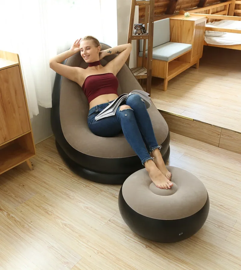 Lazy Air Sofa Bed With Pedals Modern Leisure Inflatable Sofa for Home Outdoor Office