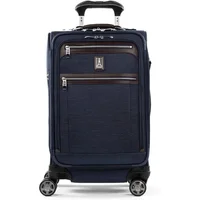 Platinum Elite Softside Expandable Carry on Luggage, 8 Wheel Spinner Suitcase, USB Port, Suiter, Men and Women, True Navy Blue 1