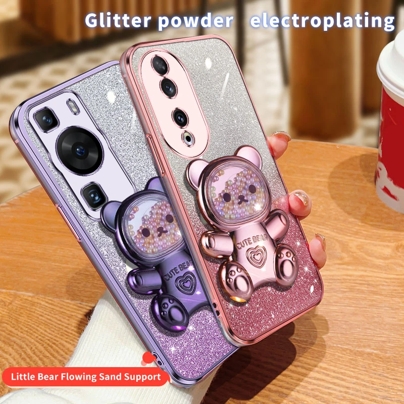 Honor90 Quicksand Bear support à paillettes coque de téléphone pour Huawei Honor 50 90 60 s 30 20 Lite housse de support Nova 10 11 Pro_voghion.com