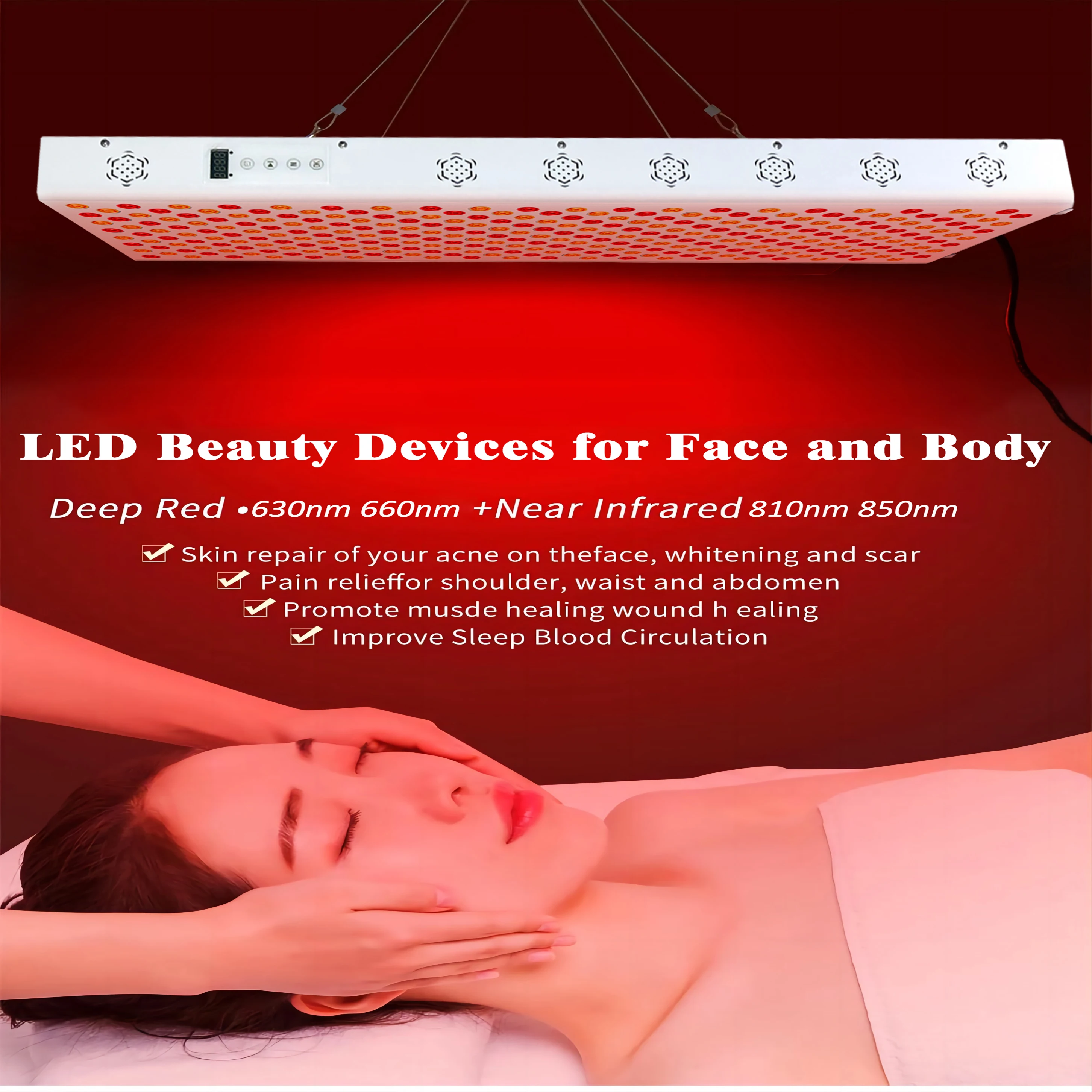 Dual Chip Red Light Therapy Panel Lamp 630nm 660nm 810nm 850nm Near Infrared Therapy Light LED Beauty Devices for Face and Body red light therapy wand