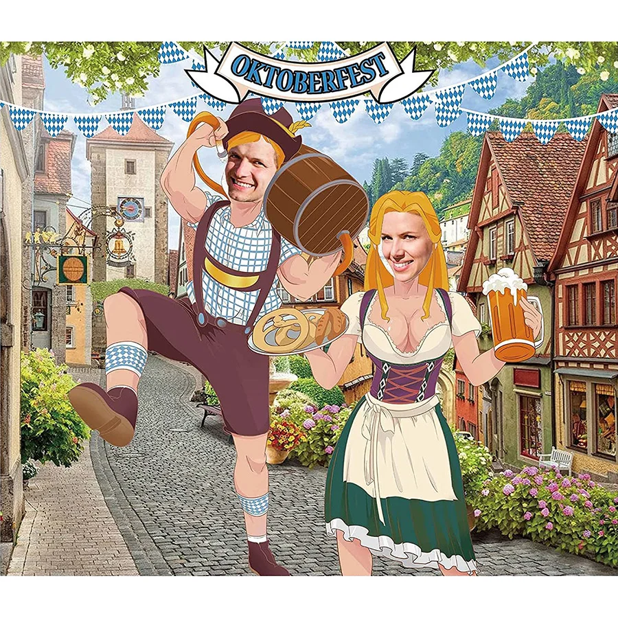 Oktoberfest Beer Festival Party Backdrop Bavarian Decorations Photo Booth  Background Funny Face in Hole Game Door Banner Poster - AliExpress, image size:900x900