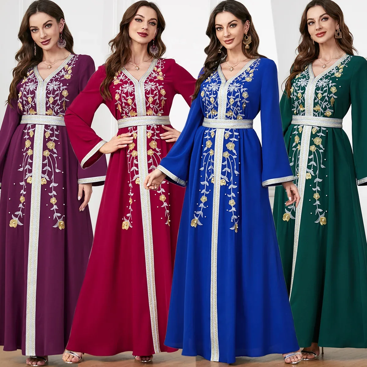 

Средневосточный мусульманский осенне-зимний новый Abaya женское модное платье с вышивкой бисером арабское платье