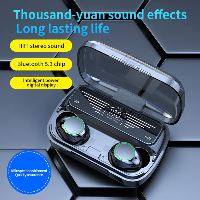 

DHFIVSOLE BQ10 TWS Bluetooth Earphone 5.3 Wireless Headset with LED Display Earbuds Wireless Stereo Headphone Sport Earphones