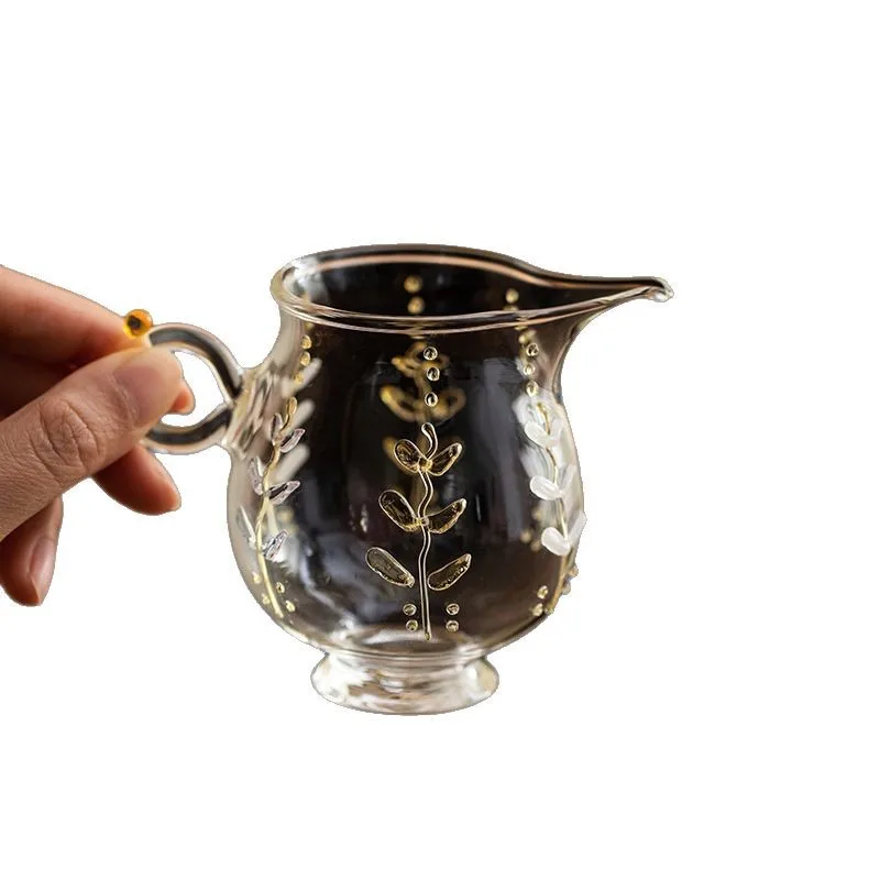 Wisteria flower fair cup high borosilicate heat-resistant tea dispenser highend threedimensional flower tea ceremony accessories