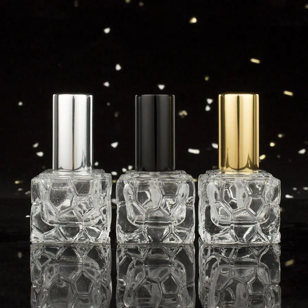 10pcs Empty 10ml Perfume Spray Bottle High-grade Water Cube Gold