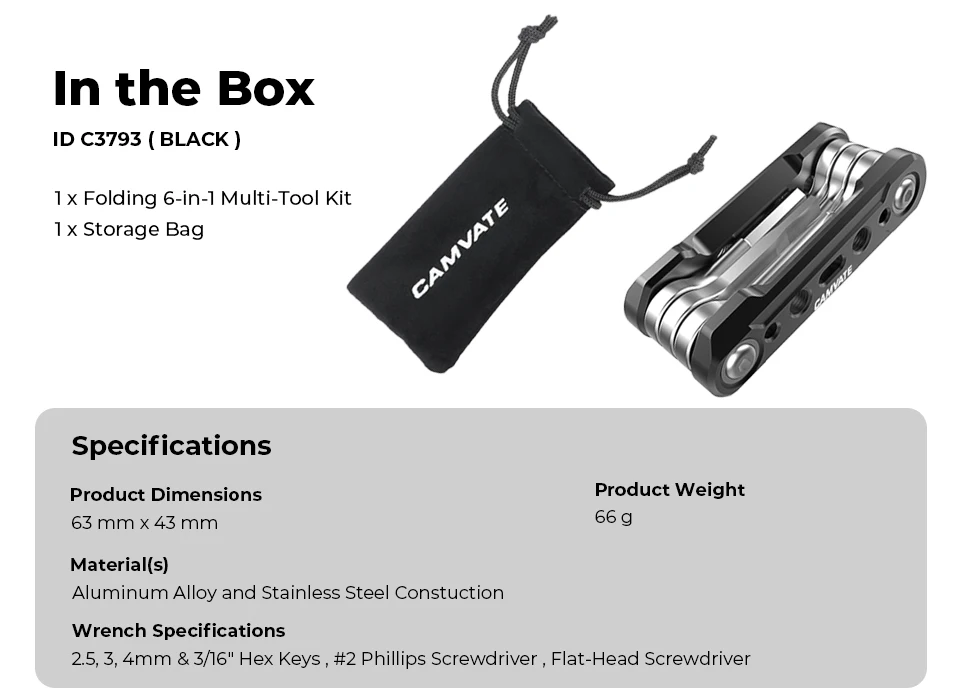 Folding 6-in-1 Functional Tools Universal DSLR Camera Rig Pocket Tool Set with S