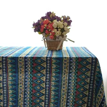 

Cotton Tablecloths, Waterproof Table Covers Indian Ethnic Style Blue Dining Table Coffee Table Deco