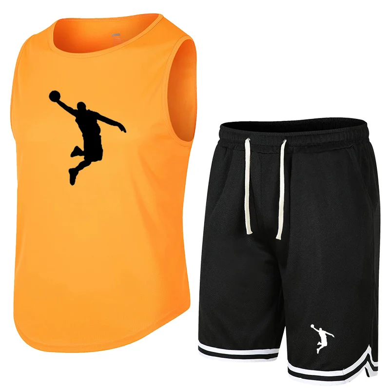 Summer Sleeveless Vest Sports Shorts Set Breathable Pants Fitness Competition Training Basketball Suit sports suit sports set tracksuit set outdoor suit set shirt and shorts set hawaiian shirt and shorts set men denim jacket pants set