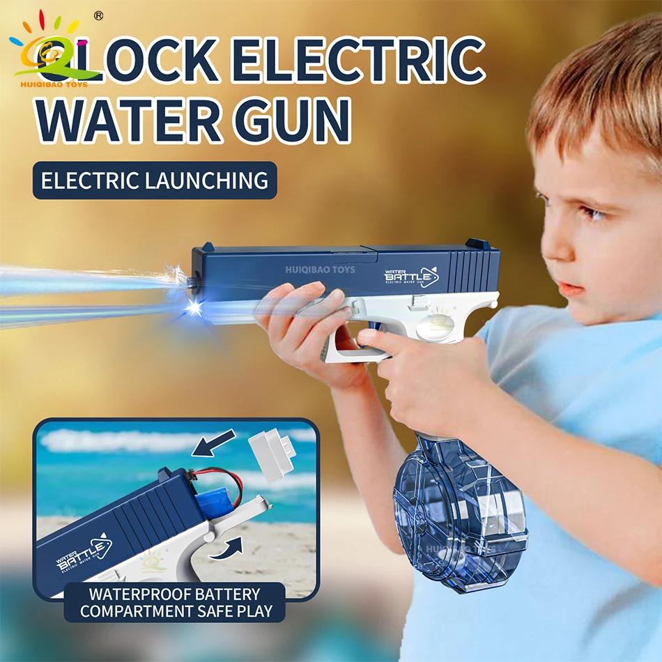 Electric Light Auto Burst Water Gun Firing Pistol Cannon Toys Summer Outdoor Shooting Game Fight Toys for Children Boy Gift 3