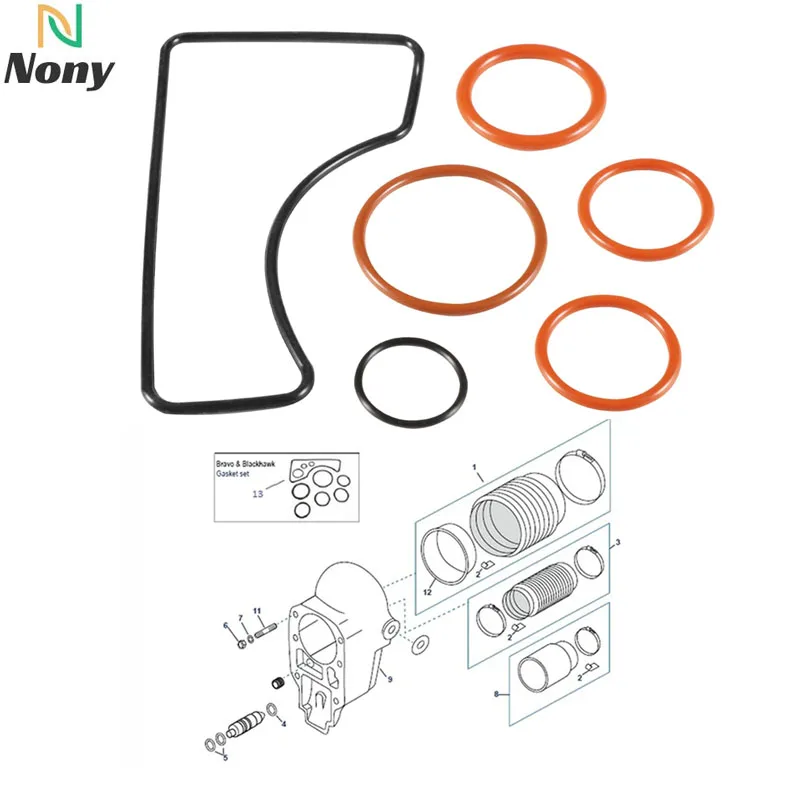 цена NONY 16755Q1 Bell Housing Installation Gasket Kit, Fit for MerCruiser Bravo Drives, 1-Set Includes Bell Housing Seal & 5 o-Rings