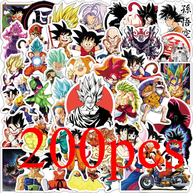 Pegatinas de Anime de Dragon Ball para niños, calcomanías de grafiti para monopatín, portátil, botella de agua, motocicleta, juguete de dibujos animados, 50/100/200 piezas 1