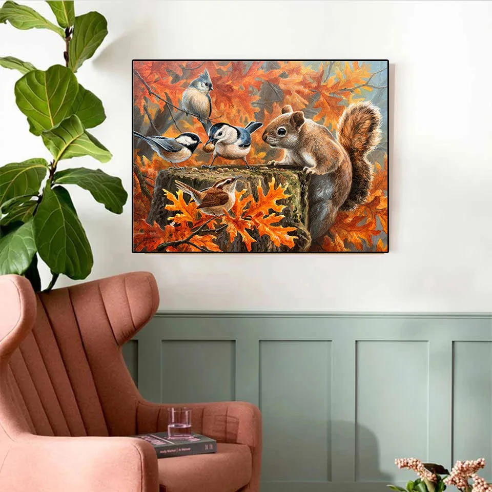 Description Picture 4 of itemHUACAN 5D DIY Diamond Painting Squirrel Picture Of Rhinestone Diamond Embroidery Cross Stitch Animal Bird Mosaic Fall Decoration