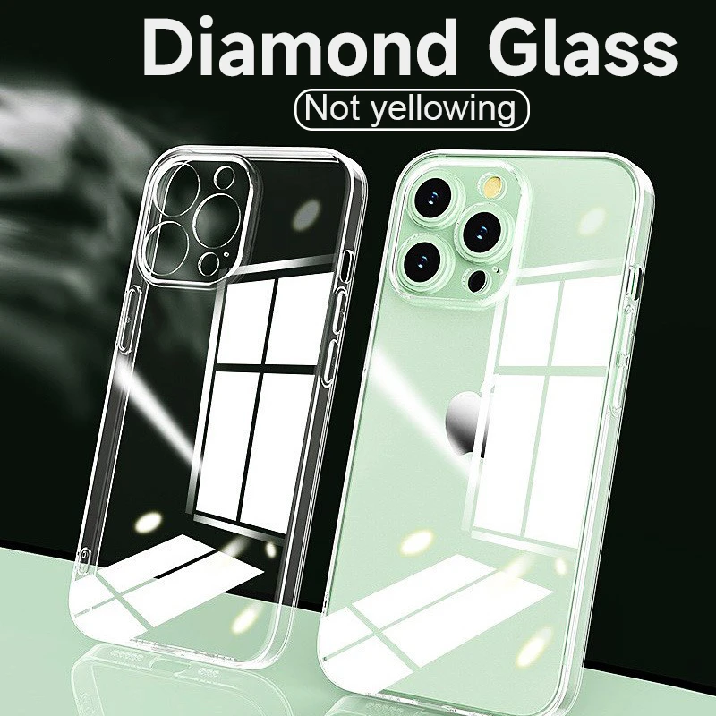 iphone 13 clear case Luxury Tempered Glass Transparent Case on For iPhone 11 12 13 Pro Max Mini Crystal Soft Bumper Shockproof Clear Hard Back Cover case iphone 13 