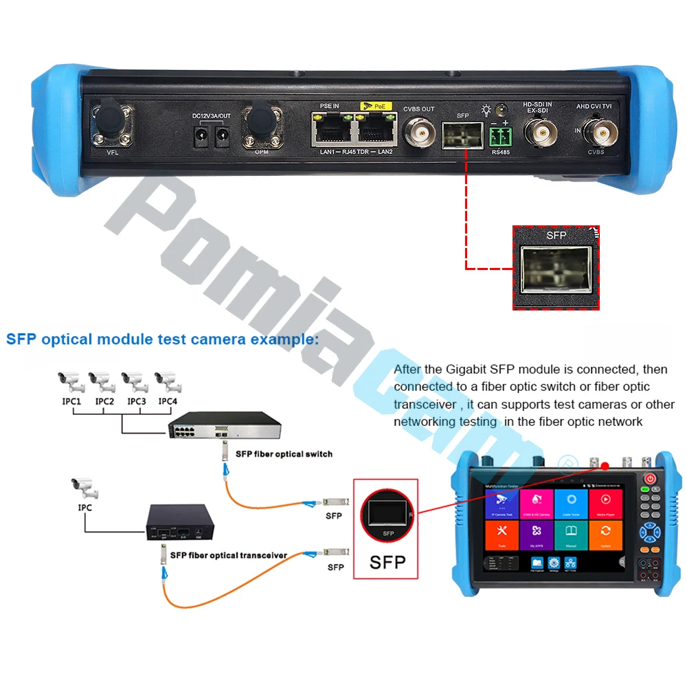 Tester per telecamera IP touch IPS da 7 pollici, tester CCTV 8K IP H.265/8MP AHD TVI CVI con 90W PoE++, controllo PTZ, test cavo TDR UTP/RJ45 - immagine 3
