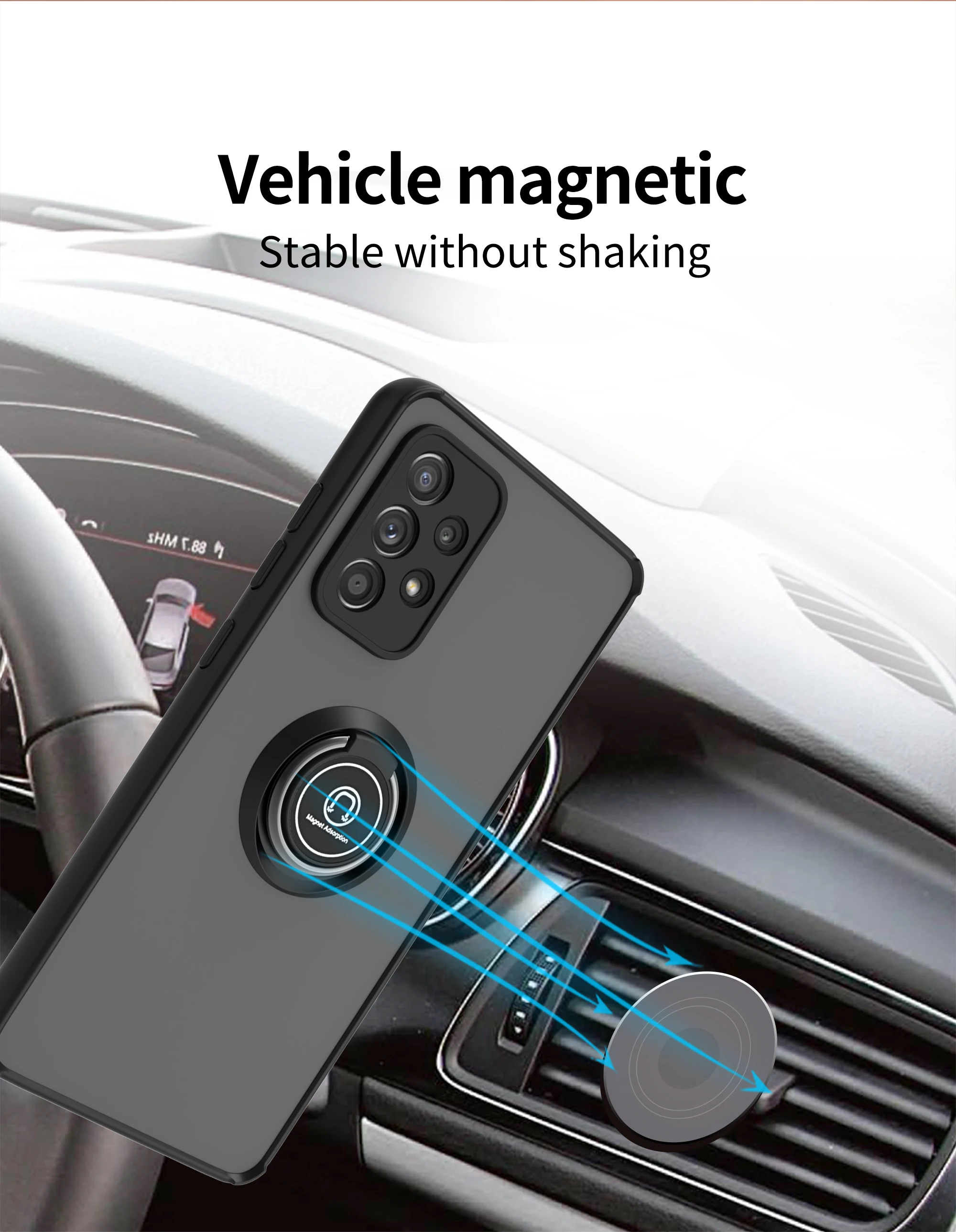 NEUE Magnetische Matte Fall Für Samsung Galaxy A73 A72 A71 A52 A51 A42 A33 A32 A31 A03 A04 Luxus Stoßfest Ring Halter Abdeckung Voll – Detail 6