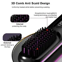 ⁦فرشاة فرد شعر لاسلكية قابلة للشحن USB – شاشة LED، طلاء سيراميك وتقنية أيونية.⁩ - الصورة ⁦4⁩