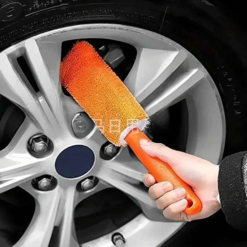 Car Tire Cleaning Brush Wheel Hub Beauty Washing Brush Braid Cloth Steel Ring