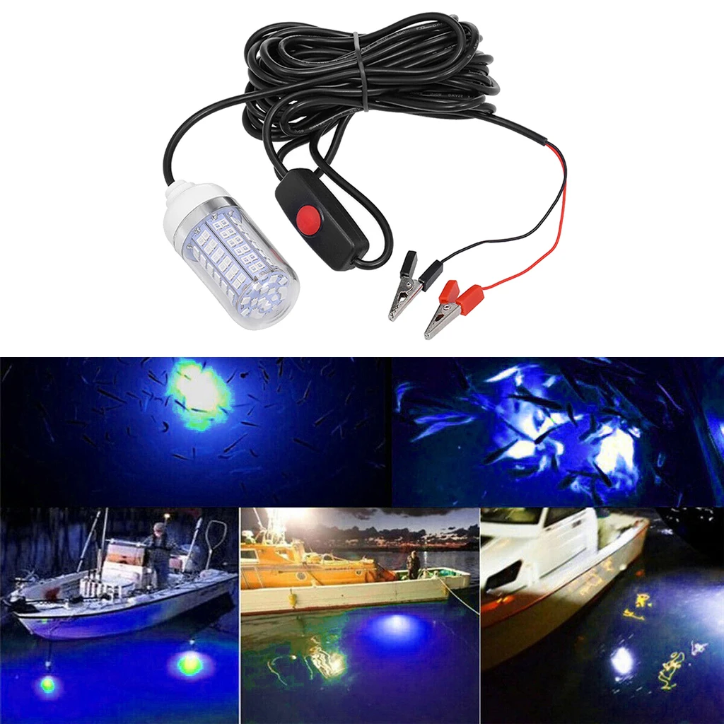 IP68 Waterproof 12V LED Green Underwater Fishing Light Attract