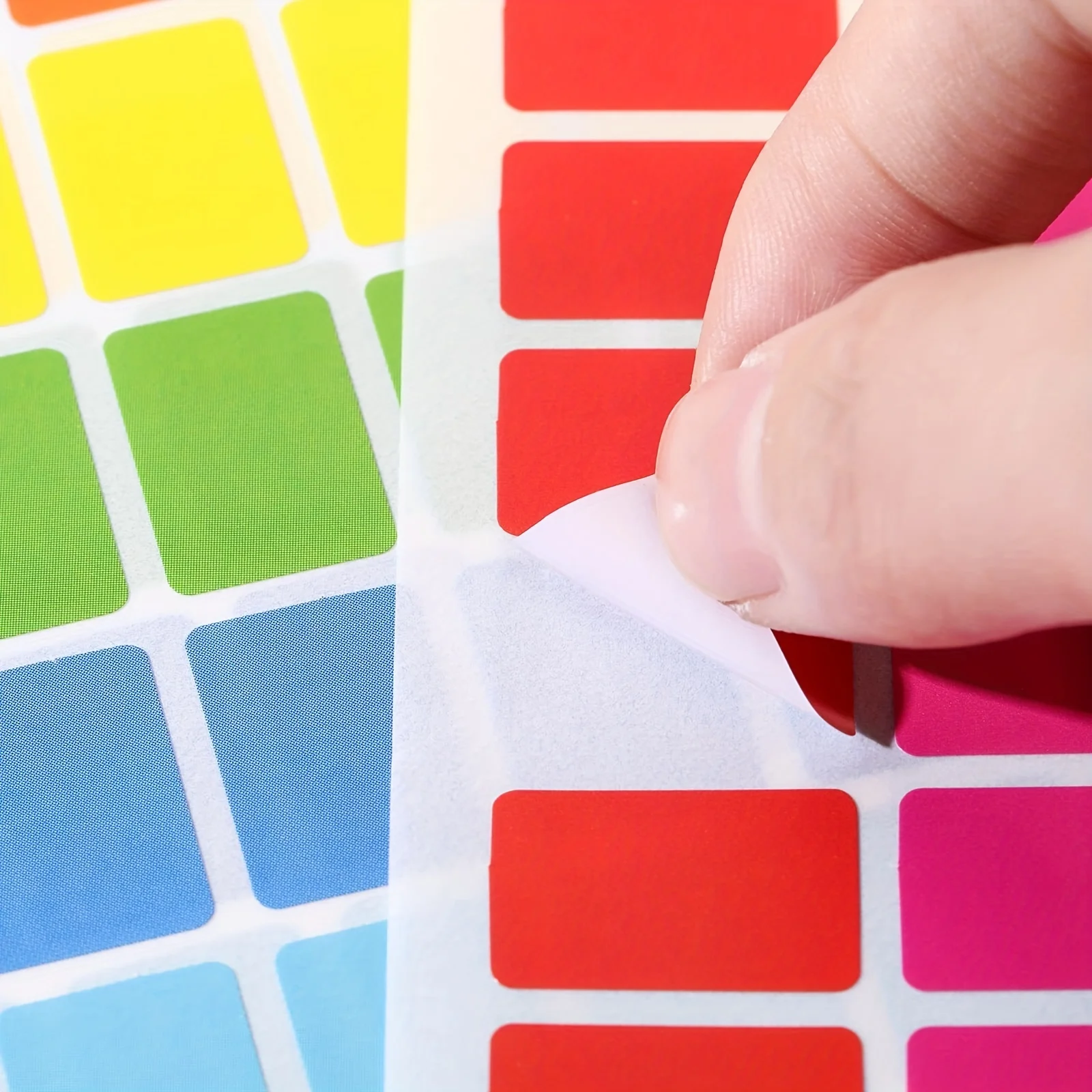 5 sheets/700pcs rectangular colorful stickers assorted removable stickers 10 colors for classroom office labels markers - 6