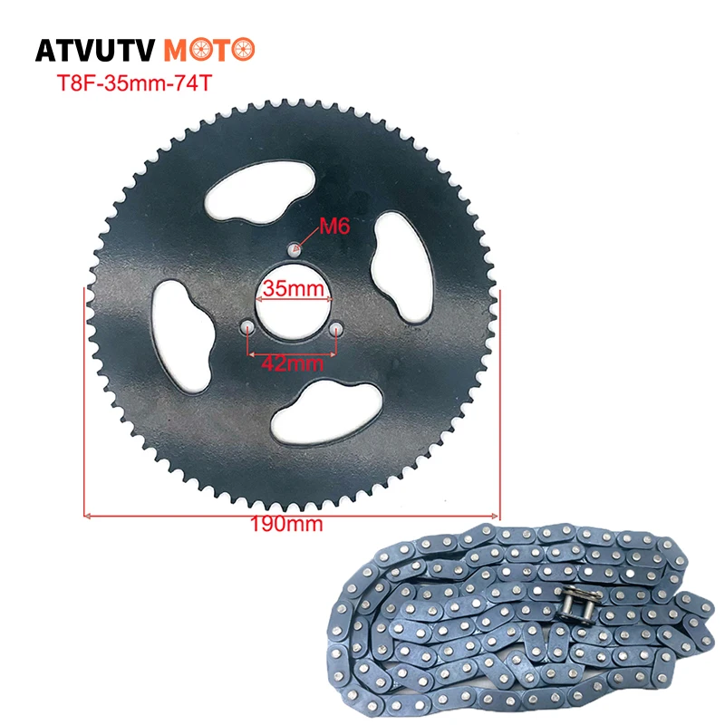 

T8F цепь 136 звеньев и 38 44 54 64 74 зубчатое колесо 26 мм 29 мм 35 мм 54 мм для 47cc 49cc Mini Moto Atv Quad 2-тактные детали двигателя