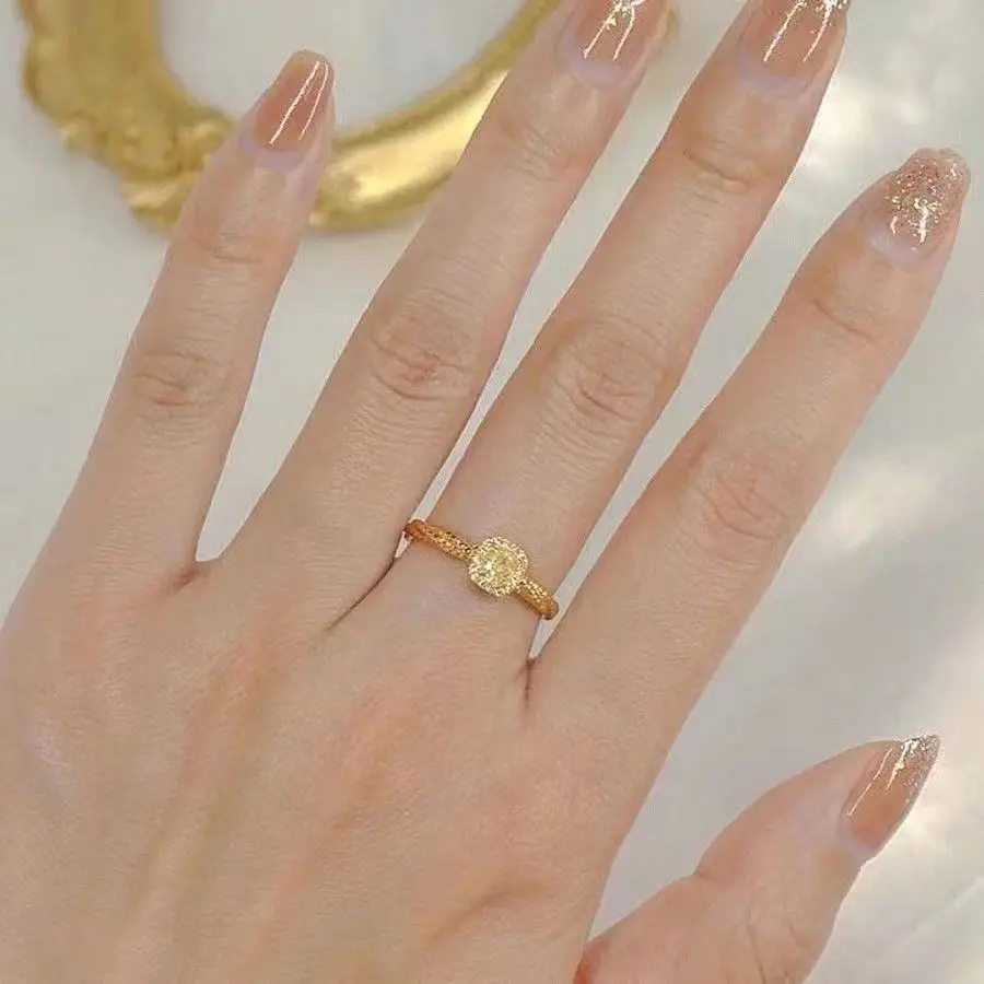 

Hot selling small sugar yellow crystal ring for female niche design with inset style ring accessories