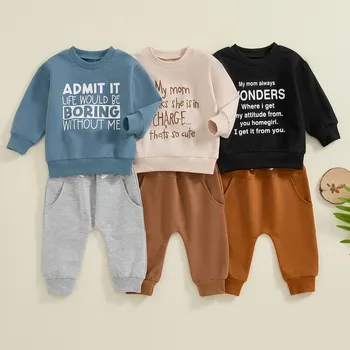 Baby Boy Letter Sweatshirt & Pants Set 1