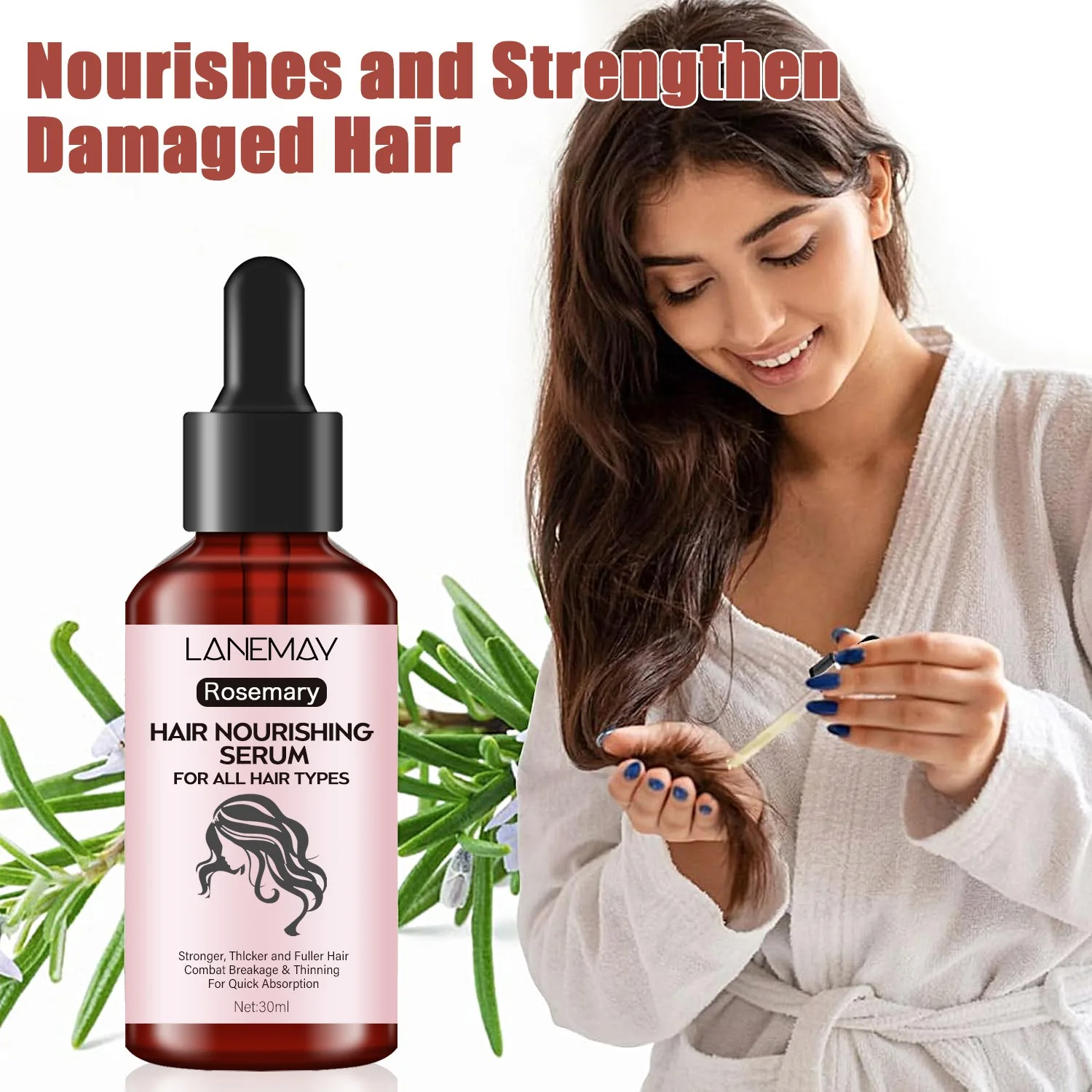 Rosemary Argan Essential Oil Hair Strengthening Oil Nourishing Treatment For Split Ends Dry Hair Care