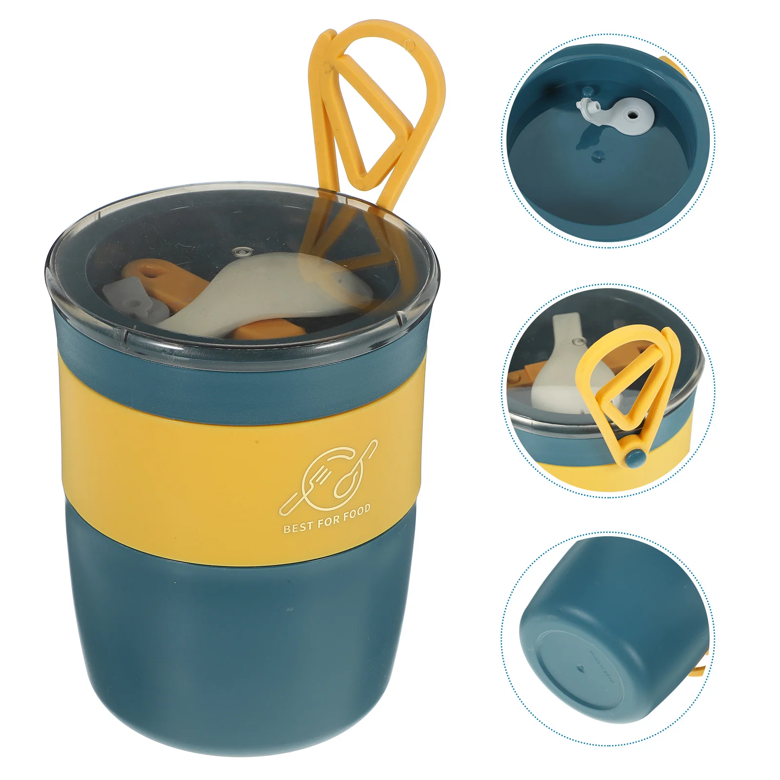 

Insulated Plastic Food Cup Breakfast Container Leakproof Soup Cup Lunch Bento Cup Milk Cup with Spoon and Lid