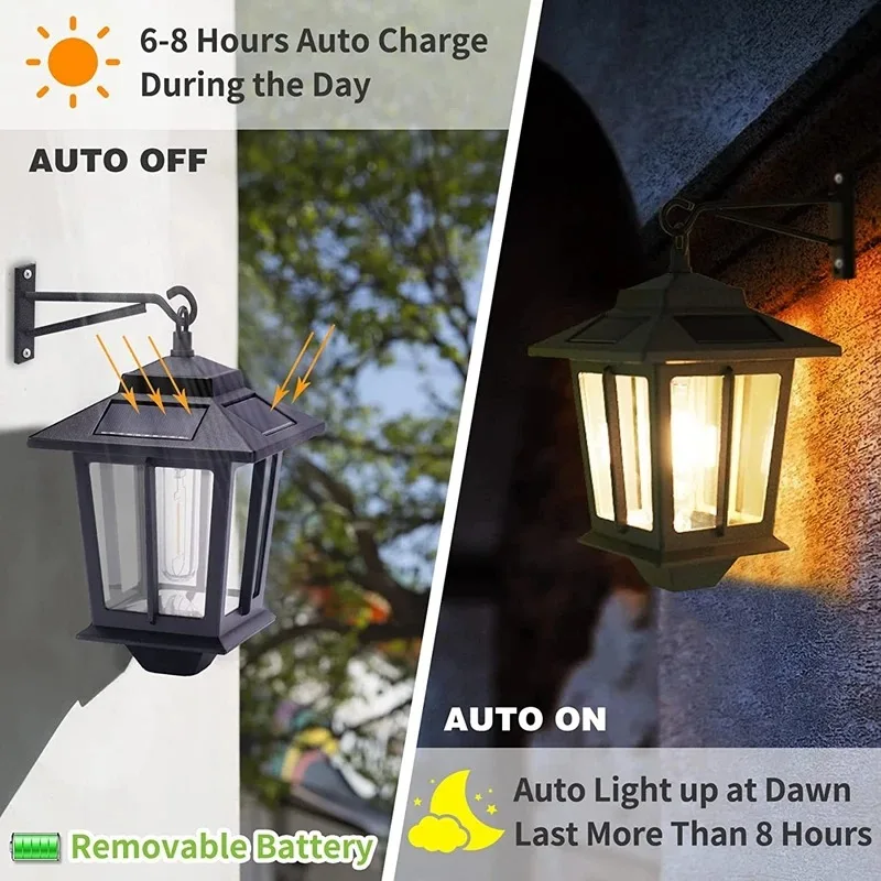 Outdoor solar wall lights, retro chandeliers, waterproof garden lights, porch environment lights 2