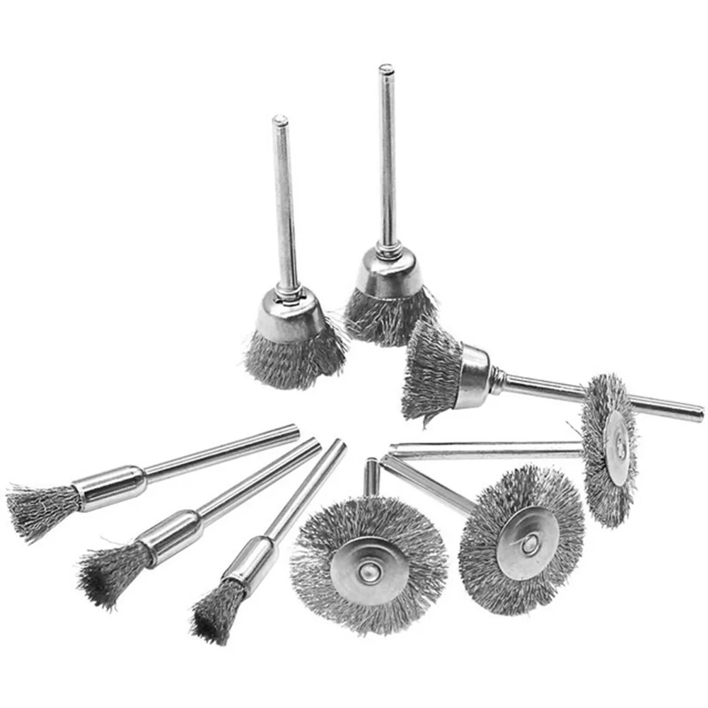 9Pcs/set Steel Wire Brush For Dremel Rotary Tool Paint Rust Removal Polishing Grinding Wheel Stainless Steel Wire Brushes 2