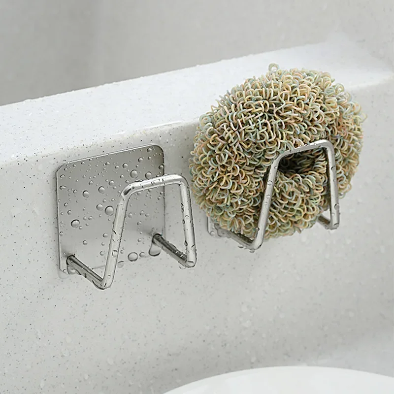 

Stainless Steel Sponges Holder Kitchen Sink Hook Organizer Multifunction Sink Sponge Drain Rack Home Storage Holder Organizer