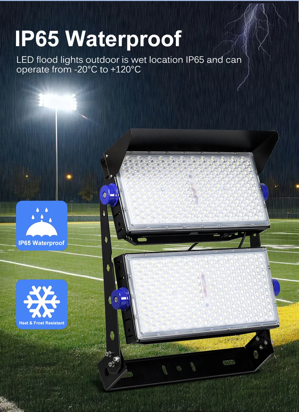 LED-Chip mit Hoher Helligkeit 6000K 130LM/W Weitwinkel 60° ° IP65 Wasserdichte Hocheffiziente LED-Stadionbeleuchtung mit Verstellbarem Halter – Detail 9