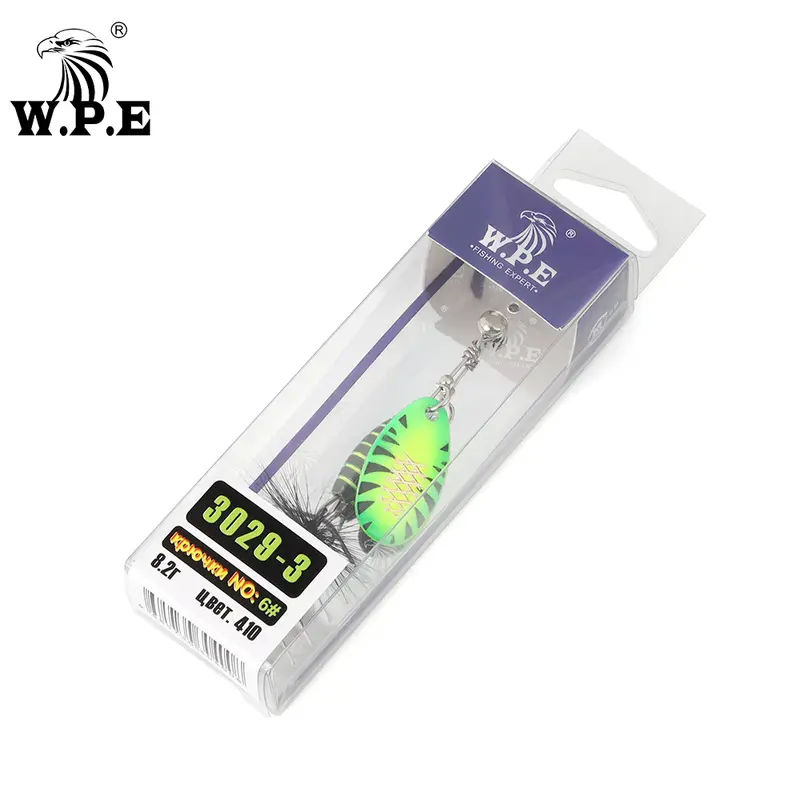 W.P.E 1pcs Spinner Lure 3.7g/5.3g/8.2g/10.5g Bait Metal Brass Spoon Hard Lure Feather Treble Hook Fake Lure Fishing Tackle Pesca - Image 6