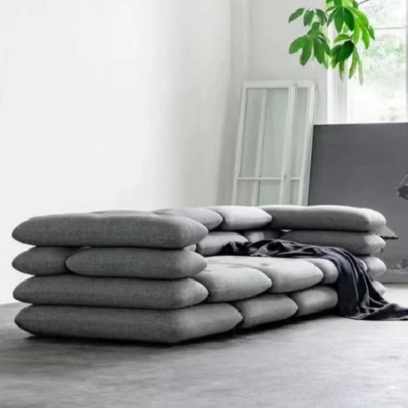 

Minimalist Fabric Brick Sofa Designer Personality Creative Trending Module Combination Straight Pillow Sofa