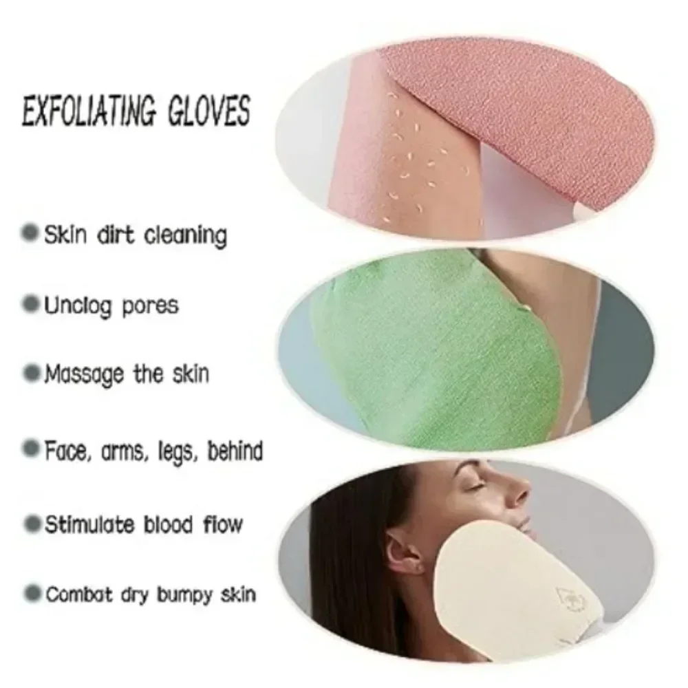 Exfoliating Bath Gloves Body Scrub Gloves SPA Shower Mitt Body Wash Sponge Massager Towel Rub Dead Skin Remover Bathroom Tools 2