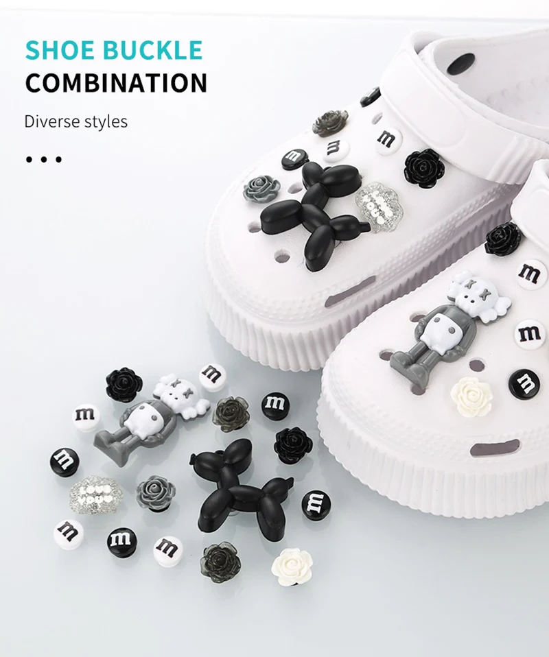 17-teiliges Schuh-Charm-Set zum Selbermachen, modische Garten-Schuhdekorationen, abnehmbare Cartoon-Form, EVA, Strand-Sandalen, Zubehör, Urlaubsgeschenk – Detail 1