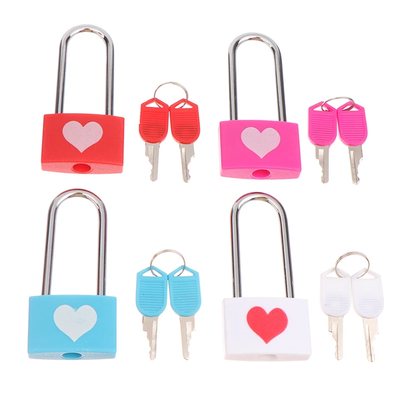 Modern Minimalist Anti-theft ABS Locker Padlock Love Lock Valentine's Day Long Handle Couple Lock Anti-Theft Lock With 2 Keys