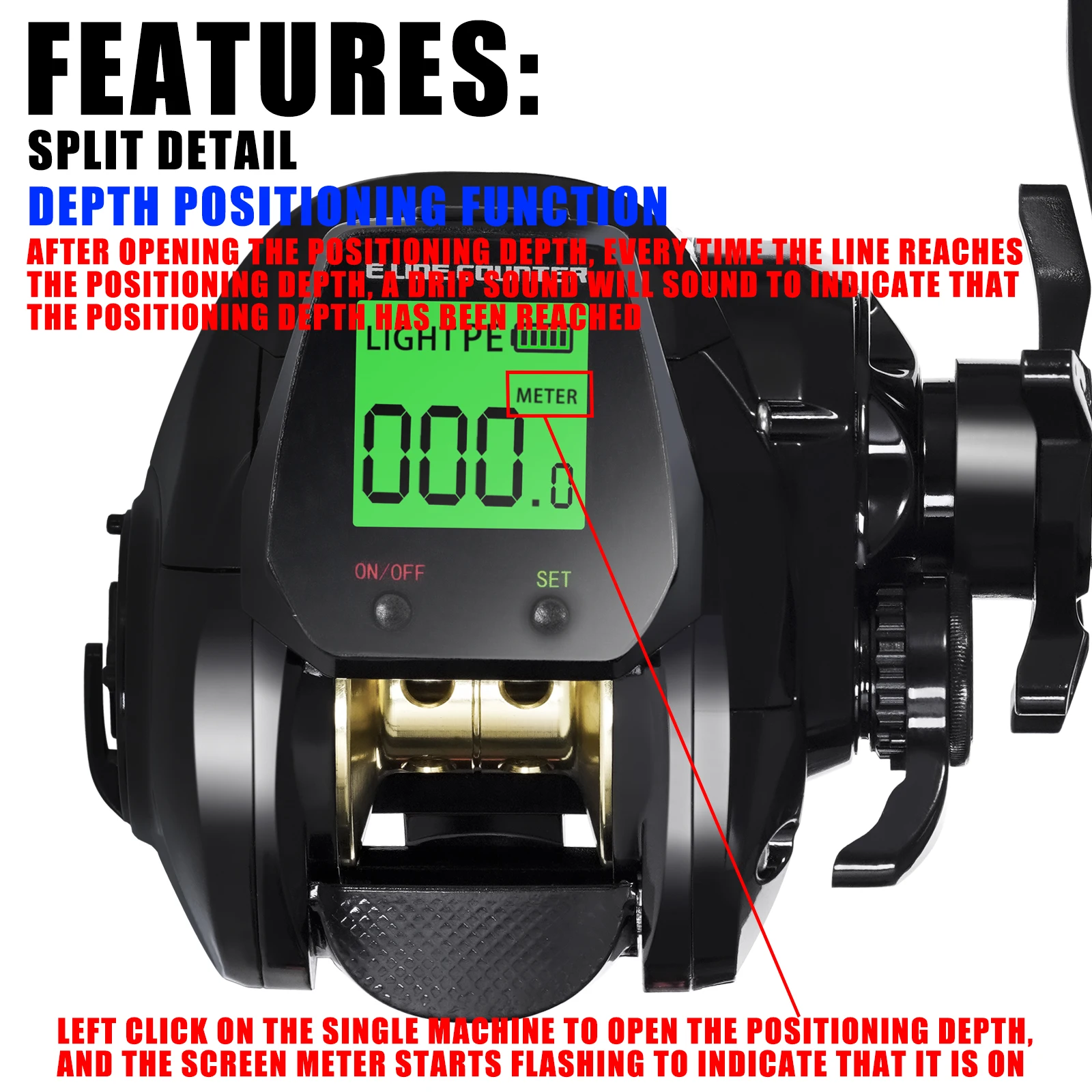 Rechargeable 7.2:1 Digital Fishing Baitcasting Reel w/ Accurate