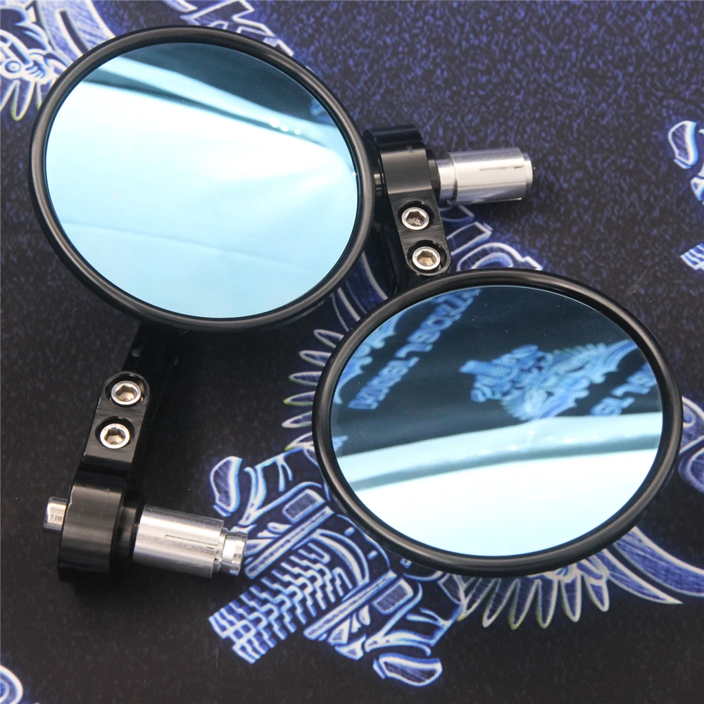 Universal Motorcycle Rear View Mirror For Husqvarna Svartpilen Triumph Bonneville Bar End Mirrors Round Cafe Racer |