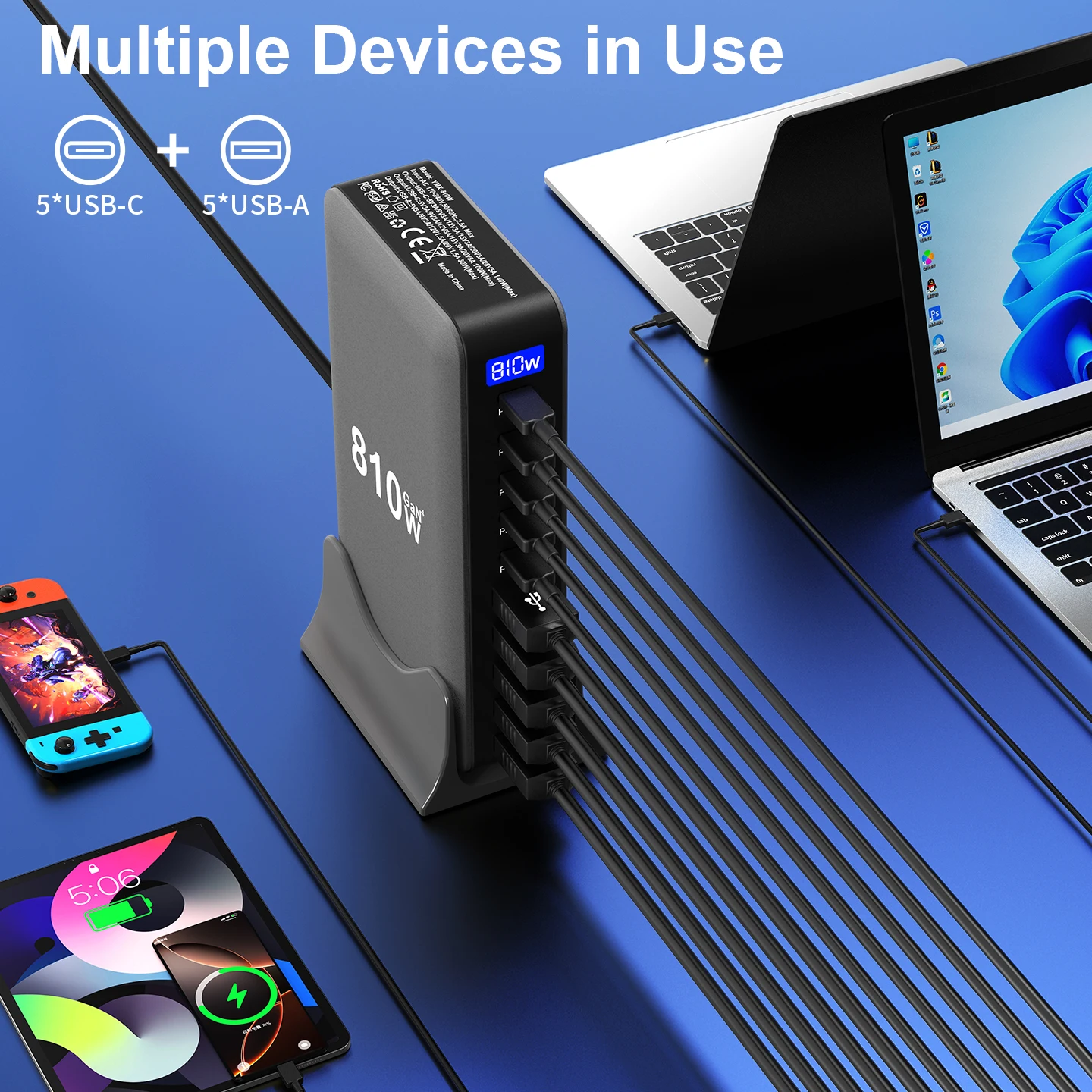 รูปสินค้า ชาร์จเร็ว 10 พอร์ต USB-C PD3.1 ชาร์จได้ทุกอุปกรณ์