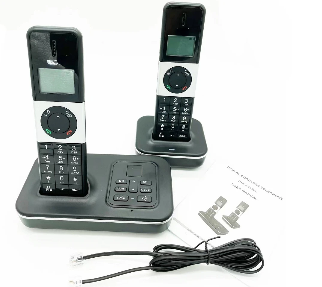 Téléphone fixe sans fil avec répondeur, 2 combinés, téléphone pour  touristes, unité de base, DECT 6.0, 1 boîte - AliExpress