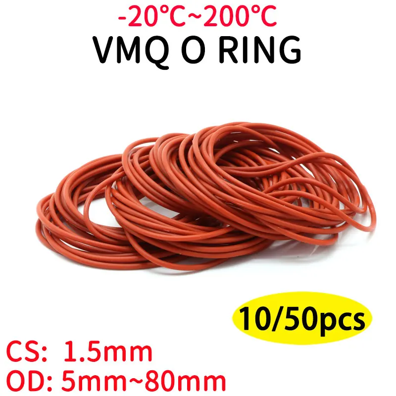 thumbnail image 2 of 50pcs VMQ O Ring Gasket CS 1.5mm OD 5 ~ 80mm White Waterproof Washer Round O Shape Silicone Ring Food Grade I4645585516 2 of 12
