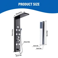 LED Shower Panel Tower System 5-Function Shower Panel Waterfall Tub Spout Horizontal Massage 304 Stainless Steel Panel 2