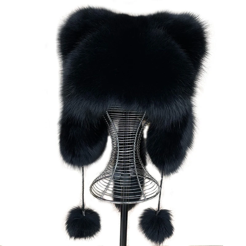 

Fox Hair Hat Children's Ear Protection Raccoon Style Lei Feng Overlord Hat Tail Winter Warm Childen's Fur Hat