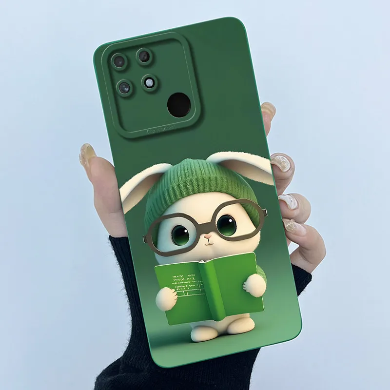 Lovely Cartoon Bumper Cover - Matte Liquid Soft Silicone Camera Protective Phone Case
